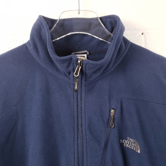 The North Face Men's XXL Fleece Jacket Full Zip Navy Blue Mid-Weight Mock Neck - Picture 4 of 9